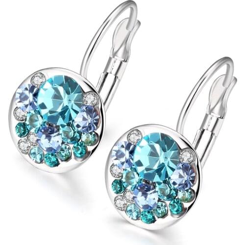 2021 New Fashion Round Charming Drop Earrings With Czech Crystal Women Wholesale Jewelry Brinco