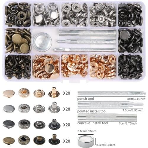 50Pcs-120pcs/ Set Leather Snap Fasteners Kit,Metal Button Snaps Press Studs,14 Color Leather Snaps for Diy Clothe, Jackets, Jean