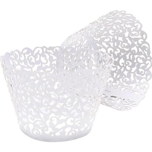 50Pcs White Cupcake Wrappers Lace Cupcake Liners Cupcake Papers Cupcake Cups Cases For Wedding Birthday Party Decoration
