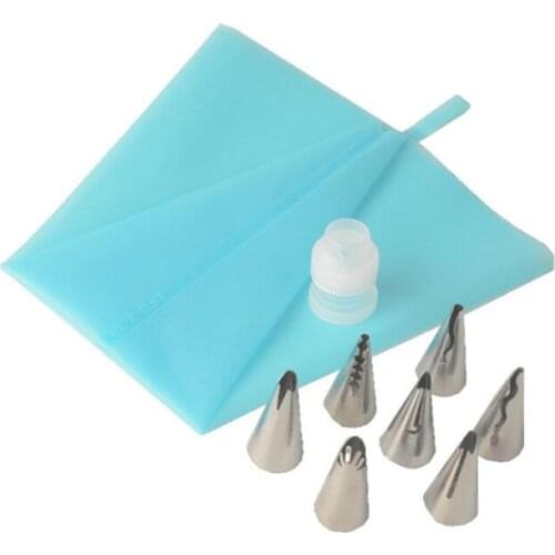 9Pcs/Set Skirt Icing Piping Nozzles Cake Decorating Tools Stainless Steel Cream Nozzles+Silicone Pastry Bag+Converter Cake Tips