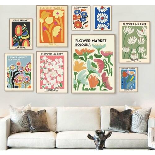 Abstract Flower Market Vintage Watercolor Wall Art Canvas Painting Nordic Posters And Prints Wall Pictures For Living Room Decor