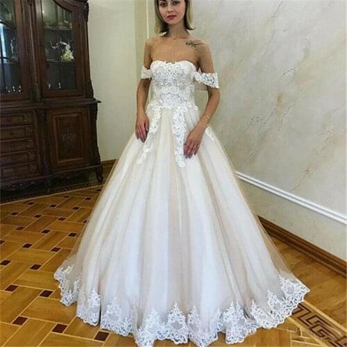 ANGELSBRIDEP Sweetheart Ball Gown Wedding Dresses Bohemian Sexy off-Shoulder Applique Court Train Formal Bride Wedding Gown HOT