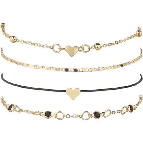 Fashion Heart Ankle Layering Pendant Anklet Beaded Foot Jewelry Summer Beach Anklets On Foot Ankle Bracelets For Women Leg Chain