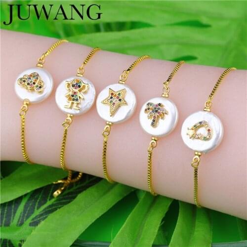 CZ Women Bee heart cross boy girl family Charm Rainbow bracelet Femme Natural Shell Chain Bracelets Adjustable Evil Eye Jewelry