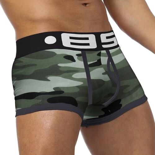Brand Men Underwear Sexy Men Boxer Camouflage Printed Cueca Shorts Soldier Color Breathable Cotton U Convex Boxers Homme Tide