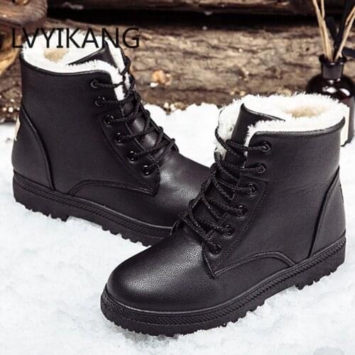 Black Boots Women Winter Shoes Womens Boot 2020 Classic Style Ankle Boots for Woman Snow Booties Warm Shoes Plus Size 35-44