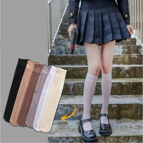 New Japanese Jk Uniform Stockings Over the Knee Velvet White Half Calf Stockings Harajuku Knee Stockings