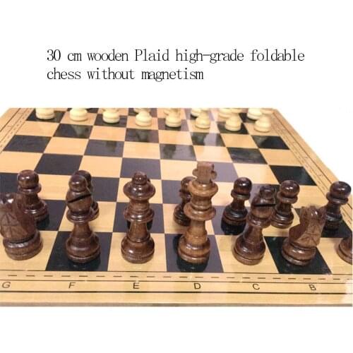 Wooden Chess Set Wood Board Hand Carved Crafted Pieces Folding Game Vintage for Wood Arts Crafts Tool DIY