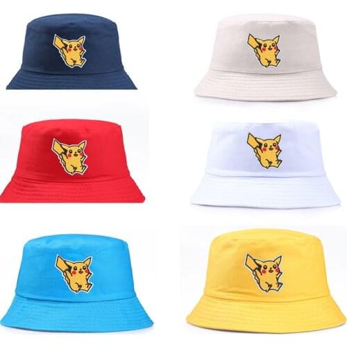 Pokemon Pokemon Pikachu Anime Fisherman Hat Men and Women Adult Spring and Summer Cute Cartoon Hat Casual Hat Sun Hat 2021 New
