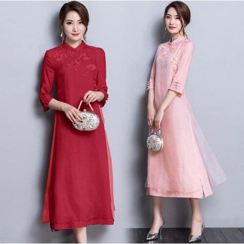 Chinese Clothing Store Vestido Cheongsam Qipao Oriental Dress Japanese Yukata Kimono Ao Dai Vietnam Traditional Dress FF1833