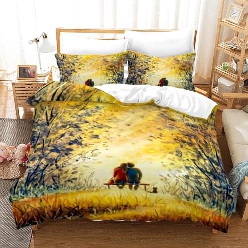 King Queen Lovers Bedding Set Single Twin Full Queen King Size Lover Oil Painting Bed Set Childrens Kid Bedroom Duvetcover 026