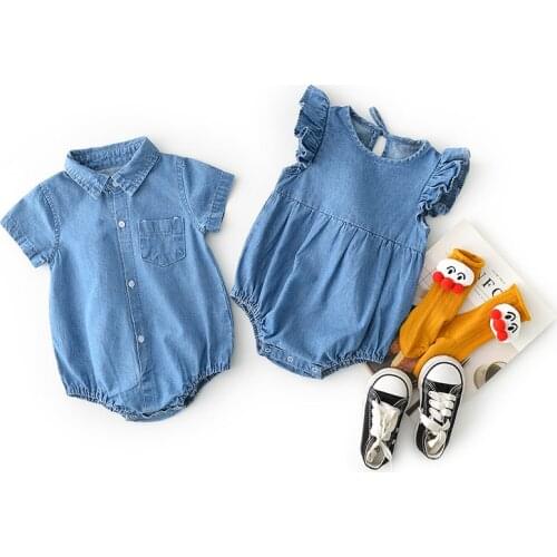 Big Sister Little Sister Brother Sister Matching Outfit Sets 2019 Summer Baby Clothing Newborn Baby Wear Romper Denim Jumpsuits