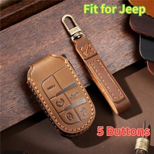 Leather Car Remote Key Full Cover Case for Fiat Jeep Renegade Grand Dodge Ram 1500 Journey Charger Dart Challenger Chrysler