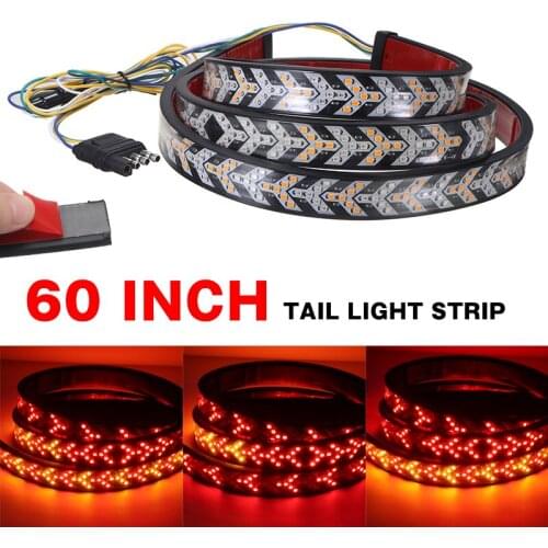 Mayitr 1pc 60" Waterproof Tailgate Led Strip Light Bar Red/Amber Arrow Style Brake Turn Signal For Truck SUV Trailer Van