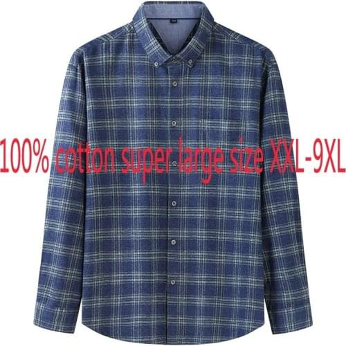 New High Quality Fashion Thick Autumn Men Plaid Casual Long Sleeve Casual Shirts Flannel Plus Size 2XL3XL4XL5XL6XL7XL8XL10XL