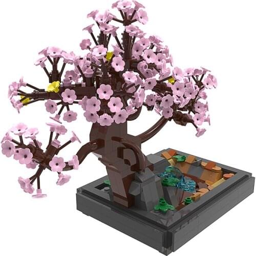 MOC Rockery Peach Blossom Potted Building Blocks Set Childrens DIY Creative Tree Building Blocks Model Decoration Toys