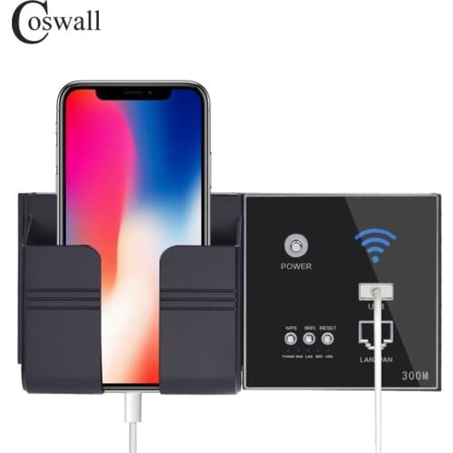 COSWALL 300M Wall Embedded Wireless AP Router USB Charging Port 1500mA Output Wall WIFI Routeur Panel Socket