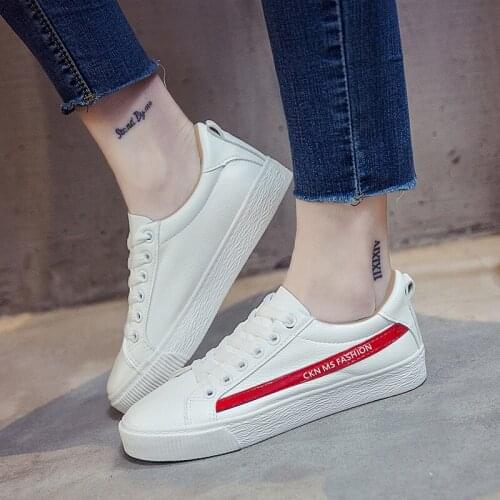 New Autumn Casual Shoes Women Fashion Sneakers White Shoes Female Combination Color Vulcanized Shoes PU Breathable Flattie Girl