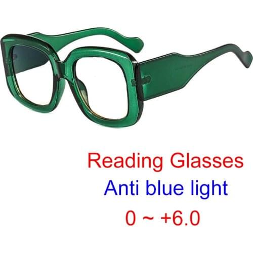 Anti Blue Light Oversized Reading Glasses Retro Green Big Frame Eyeglasses Elegant Optical Glasses For Women Presbyopia Eyewear