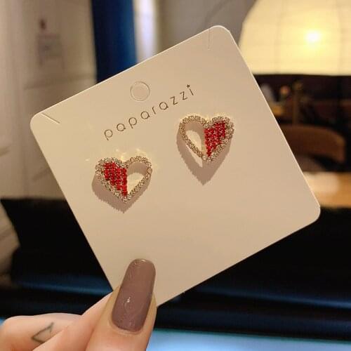 Origin Summer Unique Design Love Heart Dangle Earring for Women Shining Rhinestone Hollow Out Metallic Earring Jewellery