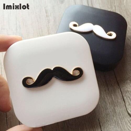 Simple Moustache Contact Lens Case With Mirror Black White Square Contact Lenses Box Eyes Contact Lens Container Travel Kit Box