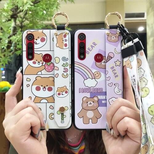 Luxury Soft Phone Case For MOTO G8 Play/One Macro Durable Anime Anti-knock Cover Cartoon Black Case