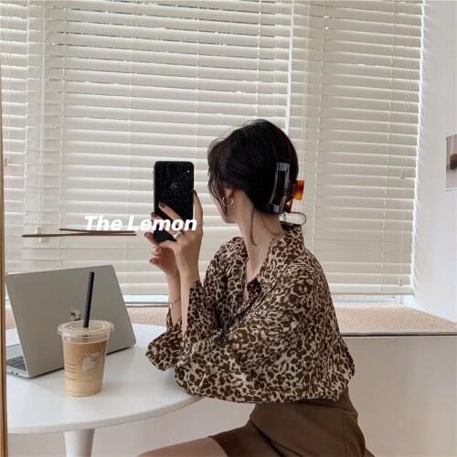 LMQ NEW Women Casual Fashion Leopard Long Sleeve Turn-Down Shirt Office Lady Elegant V-Neck Button Loose Tops For Blouses