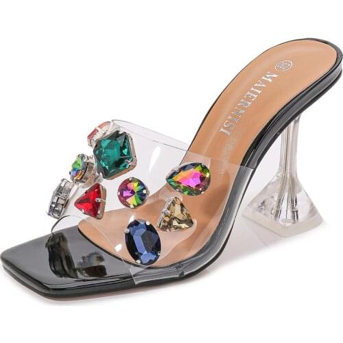 Mclubgirl Fish Toe Low Open Toe Slippers Transparent Refreshing Comfortable Large Size High-Heeled Sandals For Women WZ-9720-5