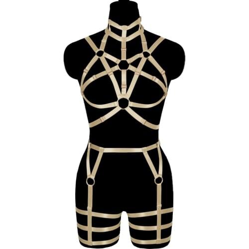 Sexy Harness Women Bra Body Bondage Punk Strap Garter Belt Leg Tight Lingerie Goth Accessories Stockings With Belt Set Exotic