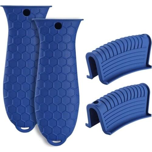 Silicone Hot Handle Holder for Cast Iron, 4 Pack Pot Handle Sleeve Non Slip Rubber Cover Set for Skillet Frying Pan