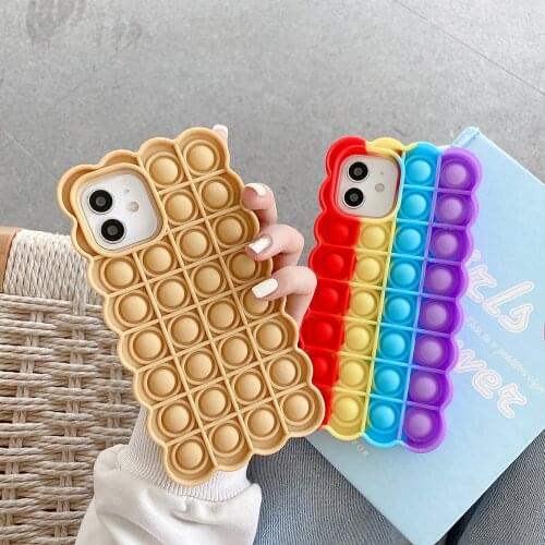 Cartoon Biscuits Silicone Phone Case For iPhone 12 Pro Max 11 6S 7 8 Plus X XR XS Max Cover Reliver Stress Bubble Cover