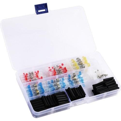 50/100/250Pcs Heat Shrink Butt Crimp Terminals Waterproof Solder Wire Cable Splice Terminal Kit for Boat Automobile Motorcycle