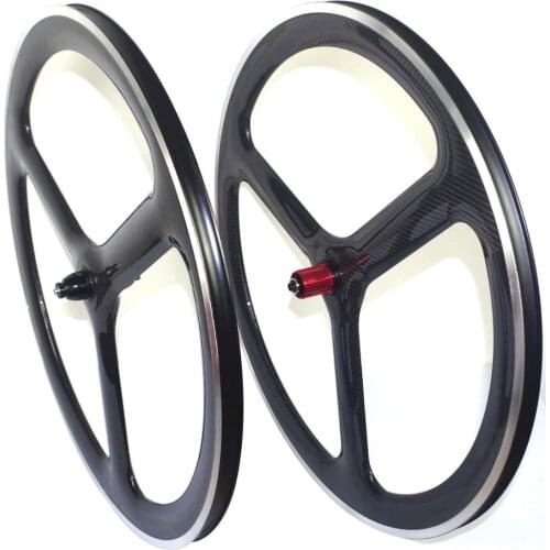 700C Tri spoke Carbon Road Wheels Alloy Brake Surface ClinCher Bike Wheels 11s