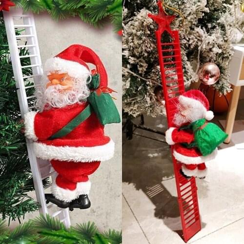 Funny Christmas Hanging Decoration Santa Claus Electric Climb Ladder Toy Christmas Tree Creative Decor Party New Year Kids Gift