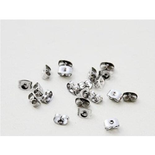 100pcs 3.5*5.1/4.5*6.3mm Stainless Steel Earring Back Earring Stopper Findings Plugs Blocked Ear Backs For Diy Jewelry Making