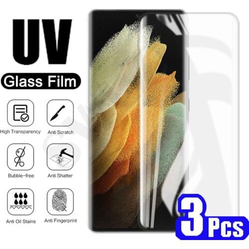3/5Pcs UV Glass phone screen protector for Samsung Galaxy s21 Ultra s20 note 20 10 pro s10 5G s9 s8 plus UV tempered glass film