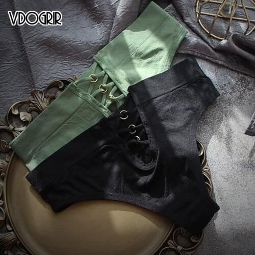 VDOGRIR Sexy Womens Cotton Panties Underwear Seamless Hollow Out Briefs Low Waist Female Solid Thongs Comfort Lingerie G-String