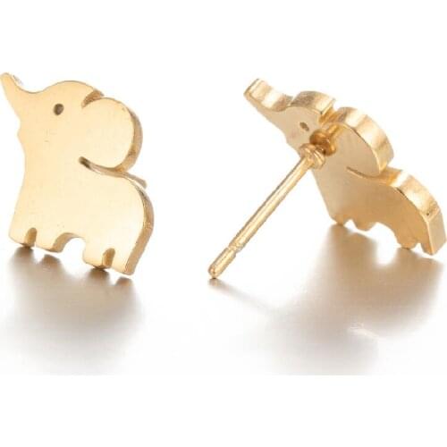 Vintage Small Stainless Steel Stud Earrings for Women Lovely Elephant Dog Cat Fish Earings Fashion Jewelry Animal Studs Gift