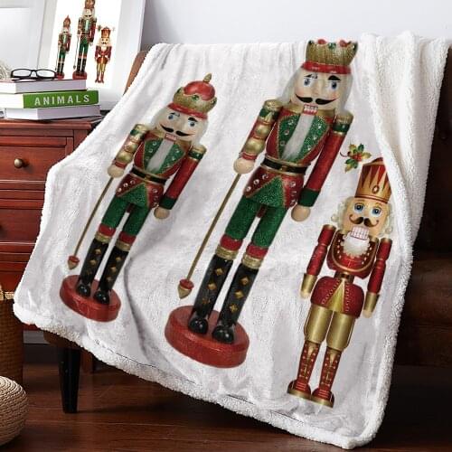 Winter Cashmere Blanket Nutcracker Soldier Bedspread Blankets Coverlet Flannel Blanket Throw Wrap Lightweight Breathable Decorat