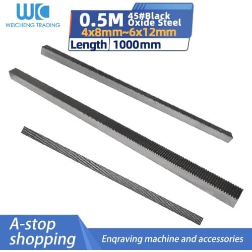 1pc Mod0.5 width*high 4*8 /8*8 /5*10 /6*12 spur Gear rack right teeth L1000mm 45# steel Black Oxide CNC parts modulus 0.5m