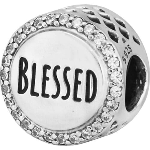 100% 925 Sterling Silver Beads Blessed Charms Clear CZ Fit Original Pandora Bracelet Women DIY Jewelry Making Gift Kralen