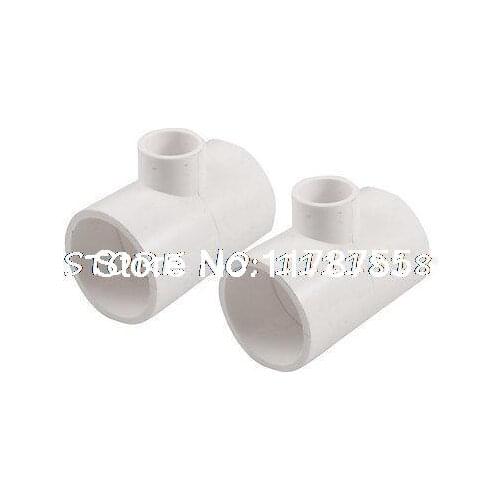 40mm to 20mm White Three Way PVC Pipe Fittings Tee Slip Connectors 2 Pieces