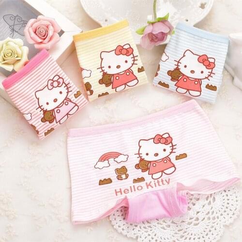 4Pcs/Lot cotton 2-9years baby girls panties Cartoon Kids underwear pants Childrens briefs Girls Cute Stripe boxer shorts