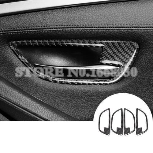 Carbon Fiber Car Door Handle Frame Trim Cover For BMW 5 Series F10 F11 2011-2015 4pcs Car accesories interior Car decoration