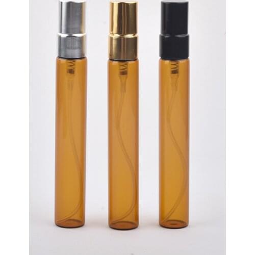 50pcs/lot 10ml amber Glass Perfume Bottle With Atomizer Empty Cosmetic Containers For Travel Spray bottles