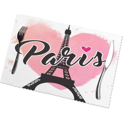 6 PCS Placemat Paris Love Eiffer Tower Fabric Table Mats Tableware Kitchen Tool Table Mats