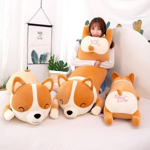 60-120cm Kawaii Fat Shiba Inu & Corgi Dog Plush Toys Stuffed Soft Kawaii Animal Pillow Dolls Gift for Kids Baby Children Gift