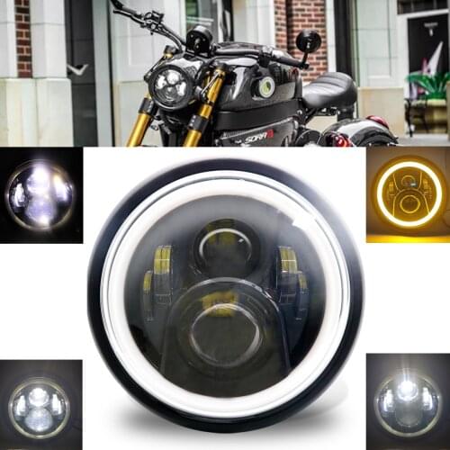 7 inch 60W LED Motorcycle Headlight Universal 7.5" Round Head Light for Cafe Racer Bobber Honda