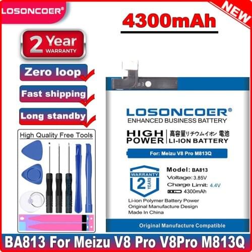 LOSONCOER BA813 4300mAh Battery For Meizu V8 Pro V8Pro M813Q Mobile Phone Batteries