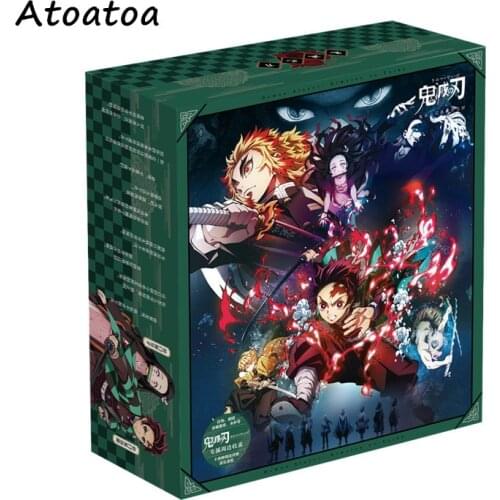 Anime Demon Slayer: Kimetsu no Yaiba Toy Gift BOX Poster Keychain Postcard Water Cup Bookmark Storage Box toy gift bags